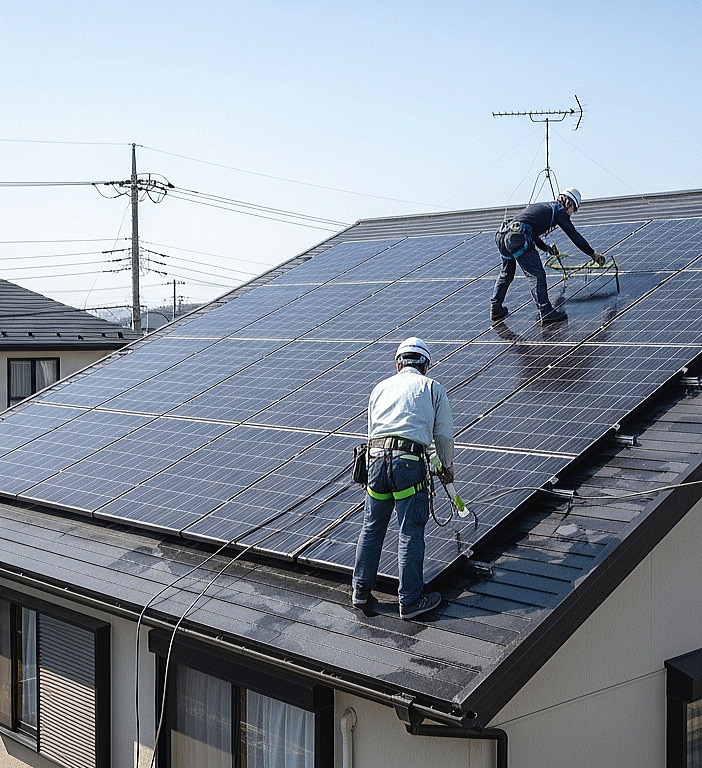 一般住宅の太陽光パネル清掃について